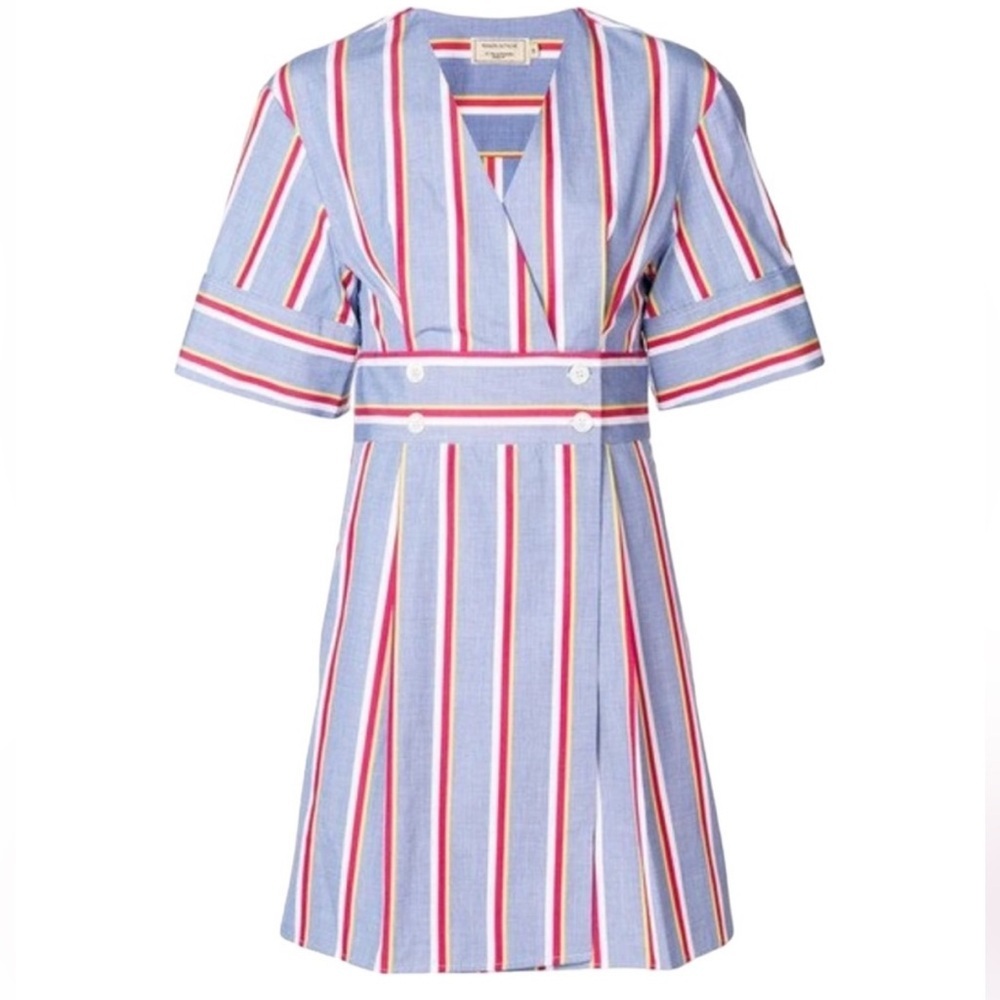 Maison Kitsune Sally Striped Dress in Multicolor Size 36 Medium Small
